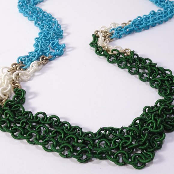 Lee Angel  Color Block Ribbon Wrap Ring 5 Layer Necklace  NWT and Dust Pouch NWT - Picture 7 of 15